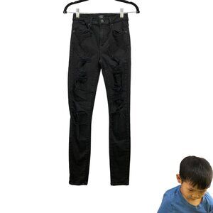 Agolde Sophie Black Jeans Size 26 Distressed High Waisted Womens